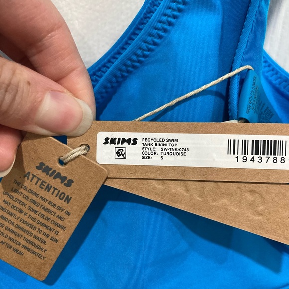 Skims SIGNATURE SWIM TANK BIKINI TOP with NWT, size Small TURQUOISE - Picture 3 of 4
